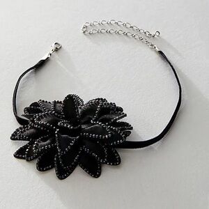 LAST CALL Free People Black Floral Choker
